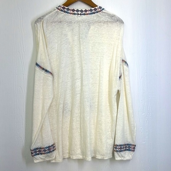 Sundance - 100 Percent Linen White Colorful Embroidered Long Sleeve Tunic SZ M - Picture 12 of 12